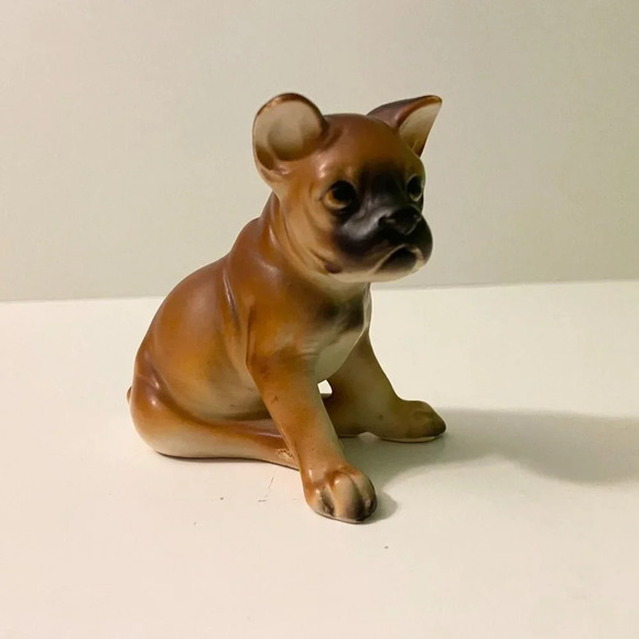 Vintage Porcelain Boxer Dog Figurine Japan 3 Inch  Tall Puppy Figure - Picture 2 of 14